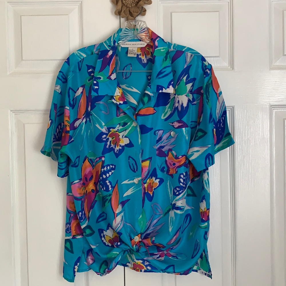 Melrose Silk Studio ladies 100% silk floral blouse